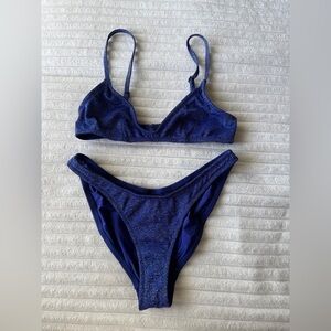 blue sparkly triangl bikini